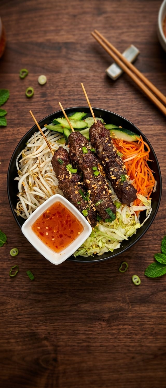 Grilled Beef Skewer Vermicelli.